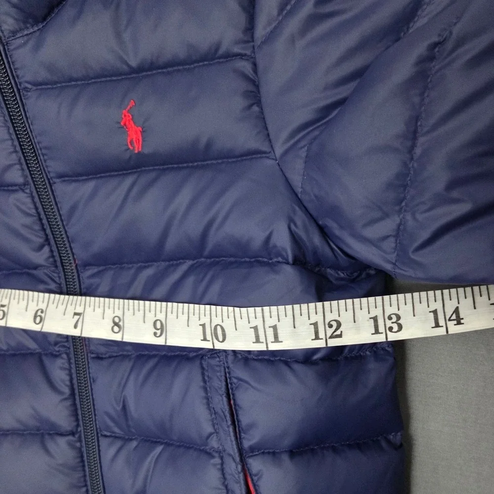Ralph Lauren Toddler Navy Blue Down Puffer Jacket Packable Red Pony Logo